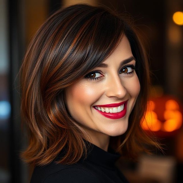 Client with creative fall color treatment