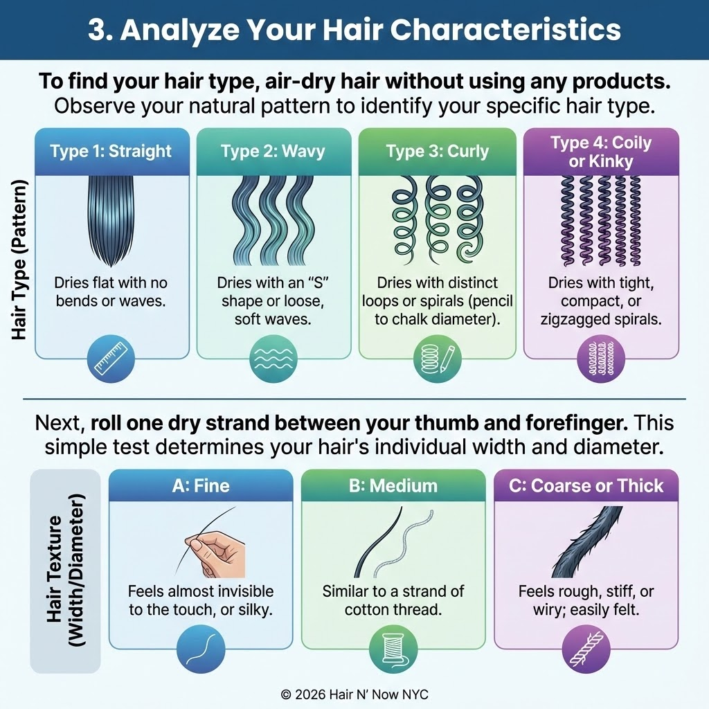 Hair type pattern and texture analysis guide