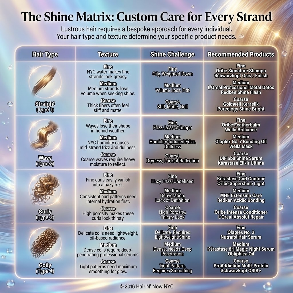 The Shine Matrix - custom hair care chart by type and texture