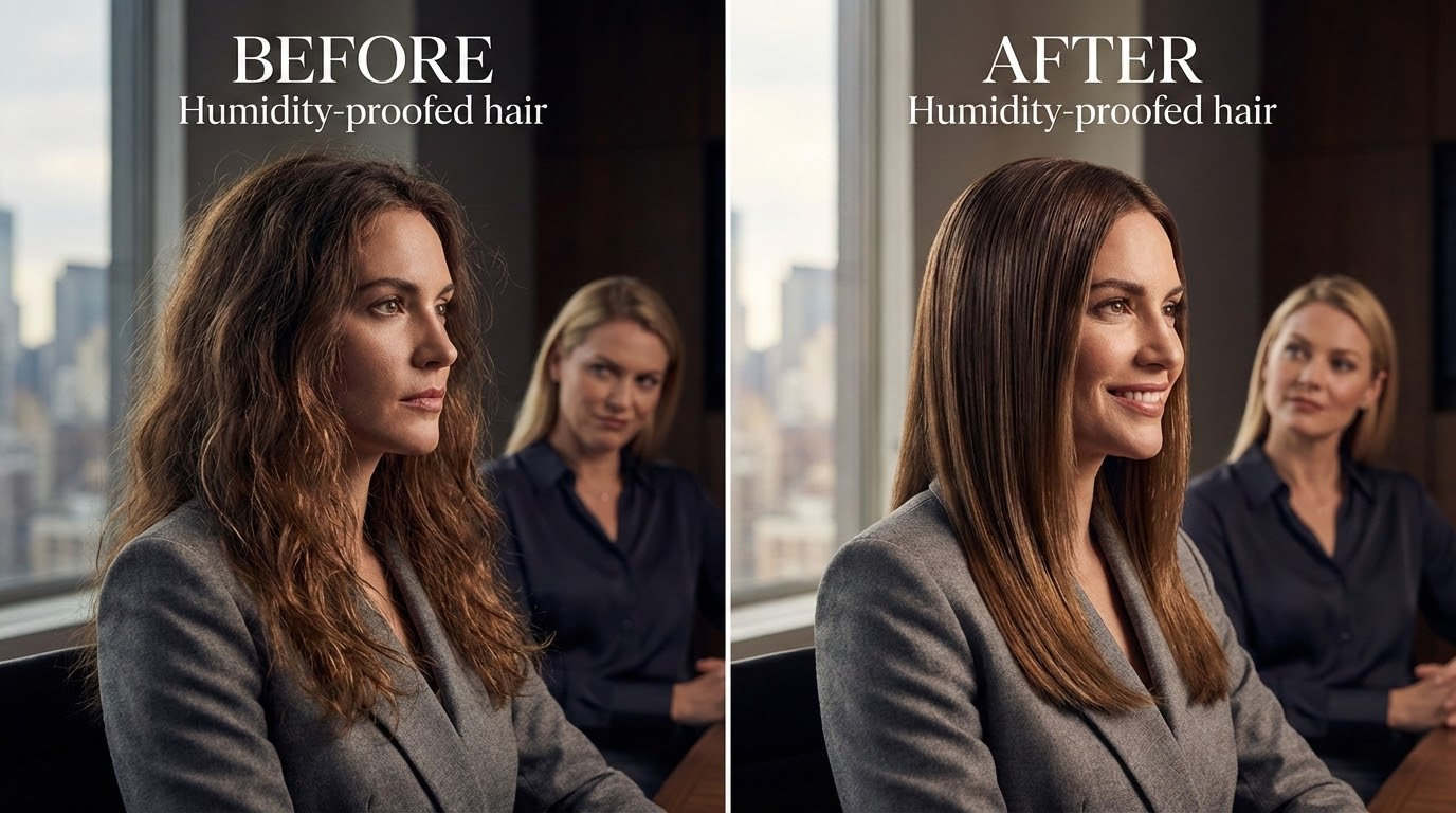 Humidity proof hair before and after transformation