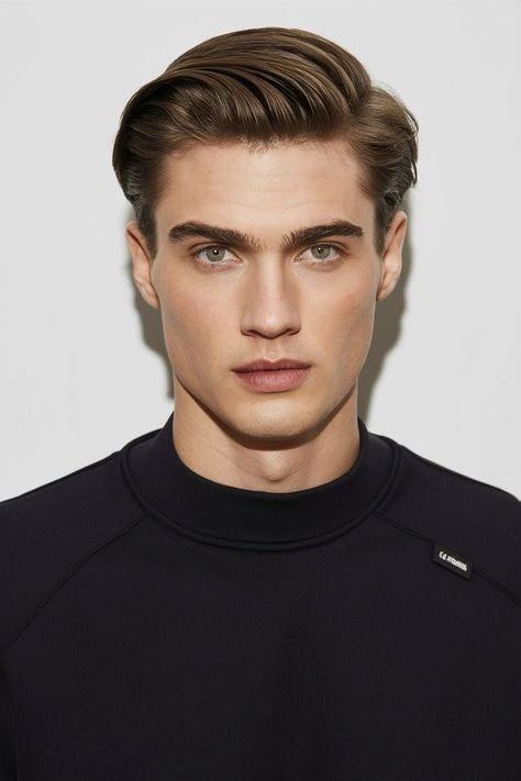 Illustrated men’s haircut example for The Midtown Side-Part structured modern style.