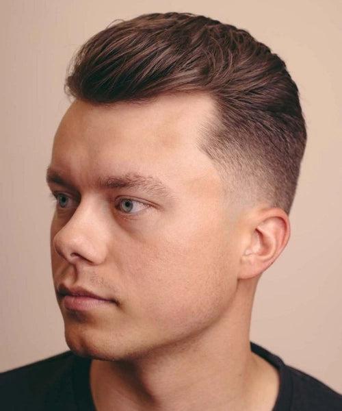 Illustrated men’s haircut example for The Shadow Taper low fade style.
