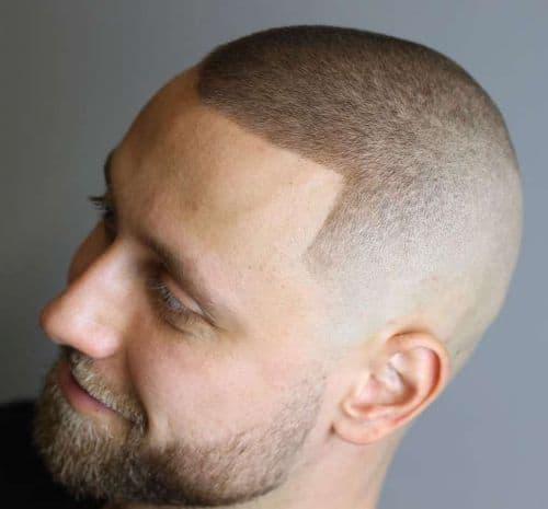 Illustrated men’s haircut example for The Tailored Buzz burr or butch length style.