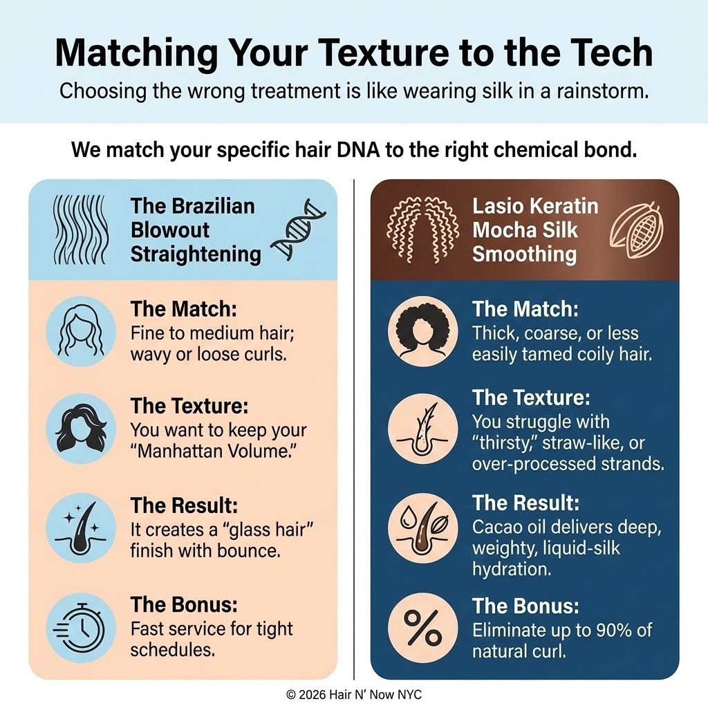 Hair texture matching guide for Brazilian Blowout and Lasio treatments